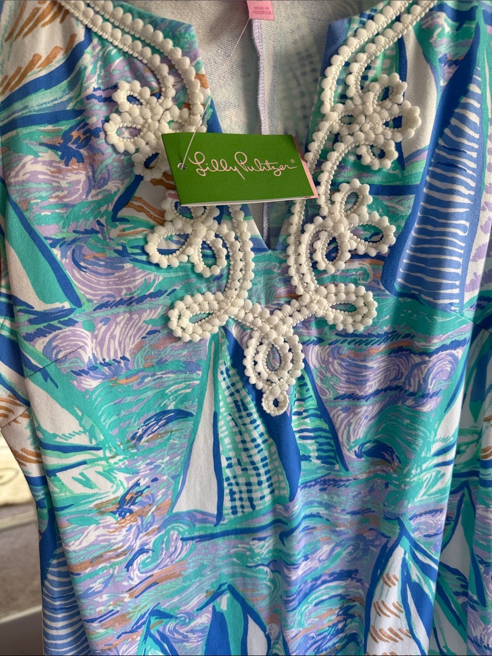 Lilly Pulitzer NWT M nautical Shift Dress in Aqua, Lavender & Teal - Picture 7 of 9